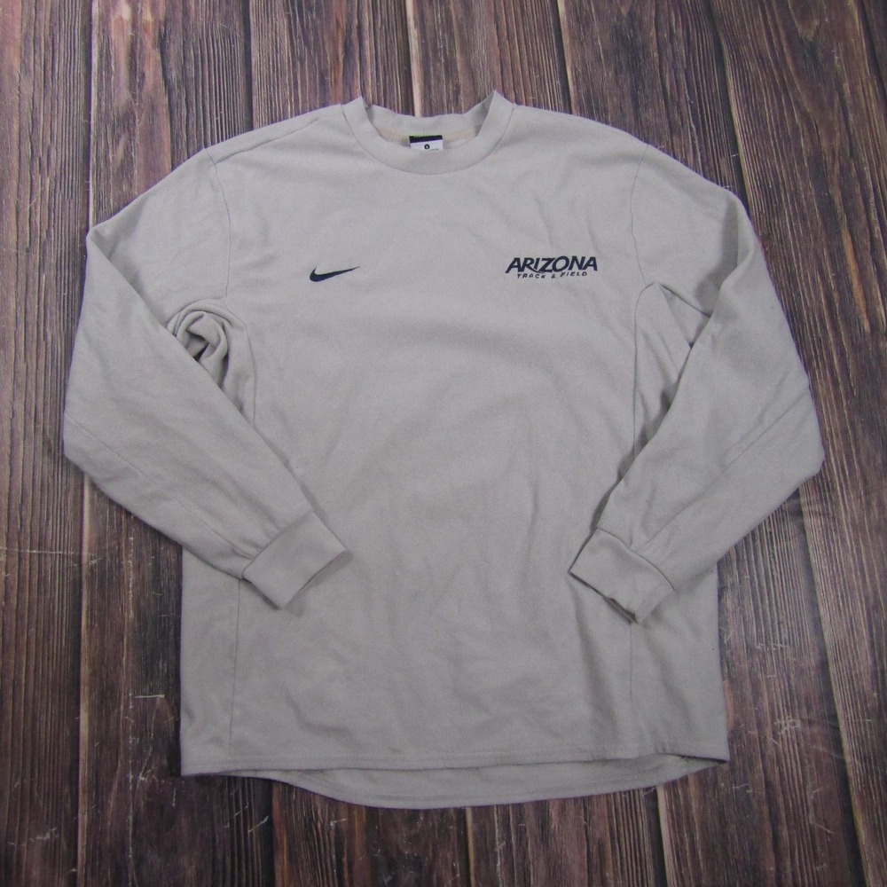 Nike Arizona Track & Field Jacket Mens S Gray Therma-Fit Pullover Crew Fleece